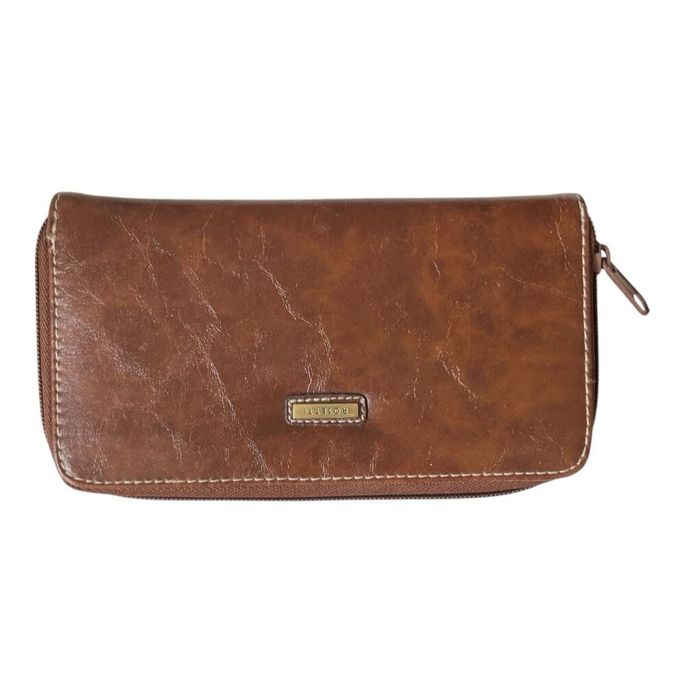 Rosetti Bifold Wallet Brown Faux Leather Credit Card Coin Pouch 7-1/2 x 4"